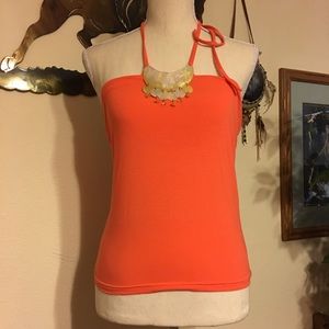 Moda international Coral w/shell detail halter top